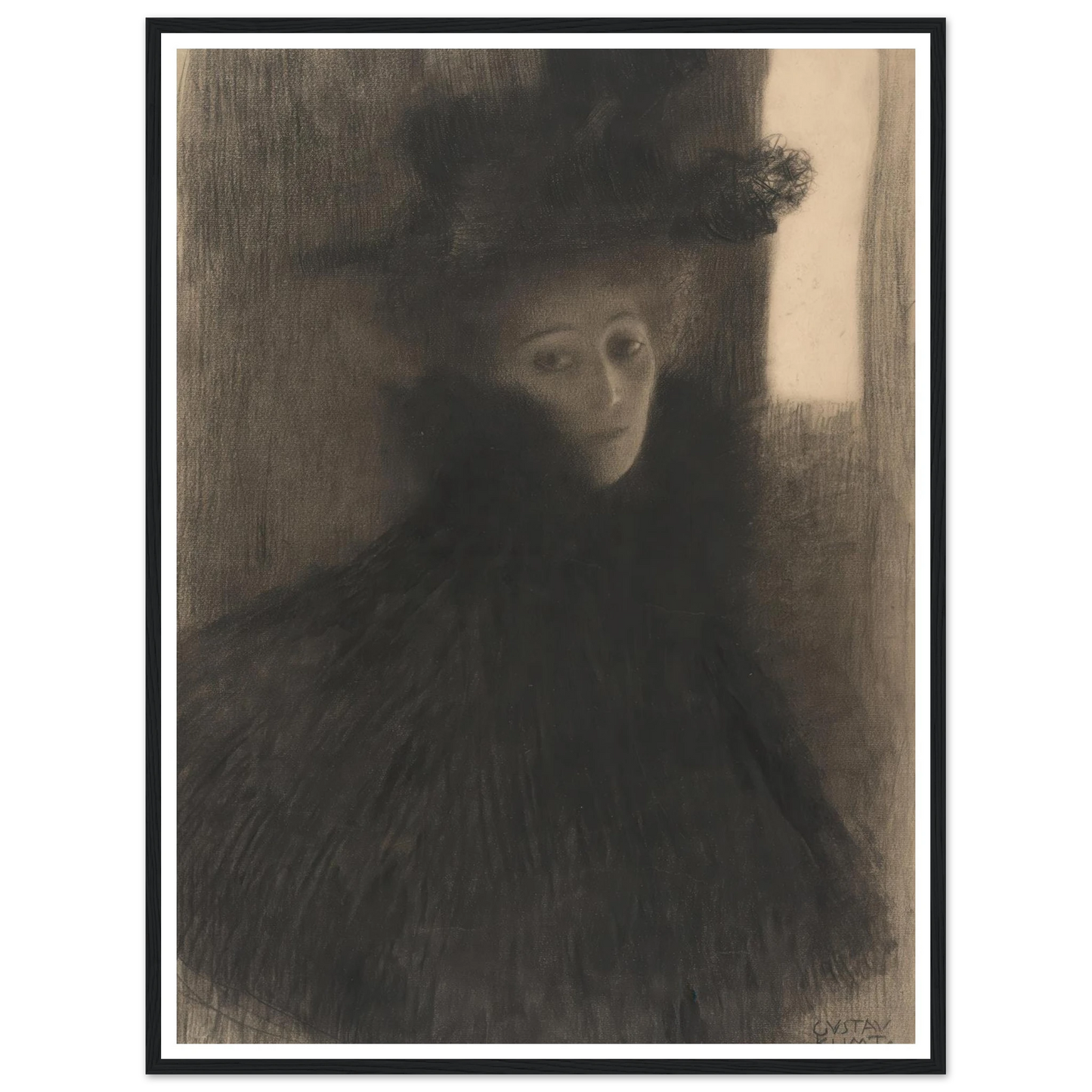 Portrait of a Lady with Cape and Hat (1897-1898) Art Print | Gustav Klimt-Quipham Collections