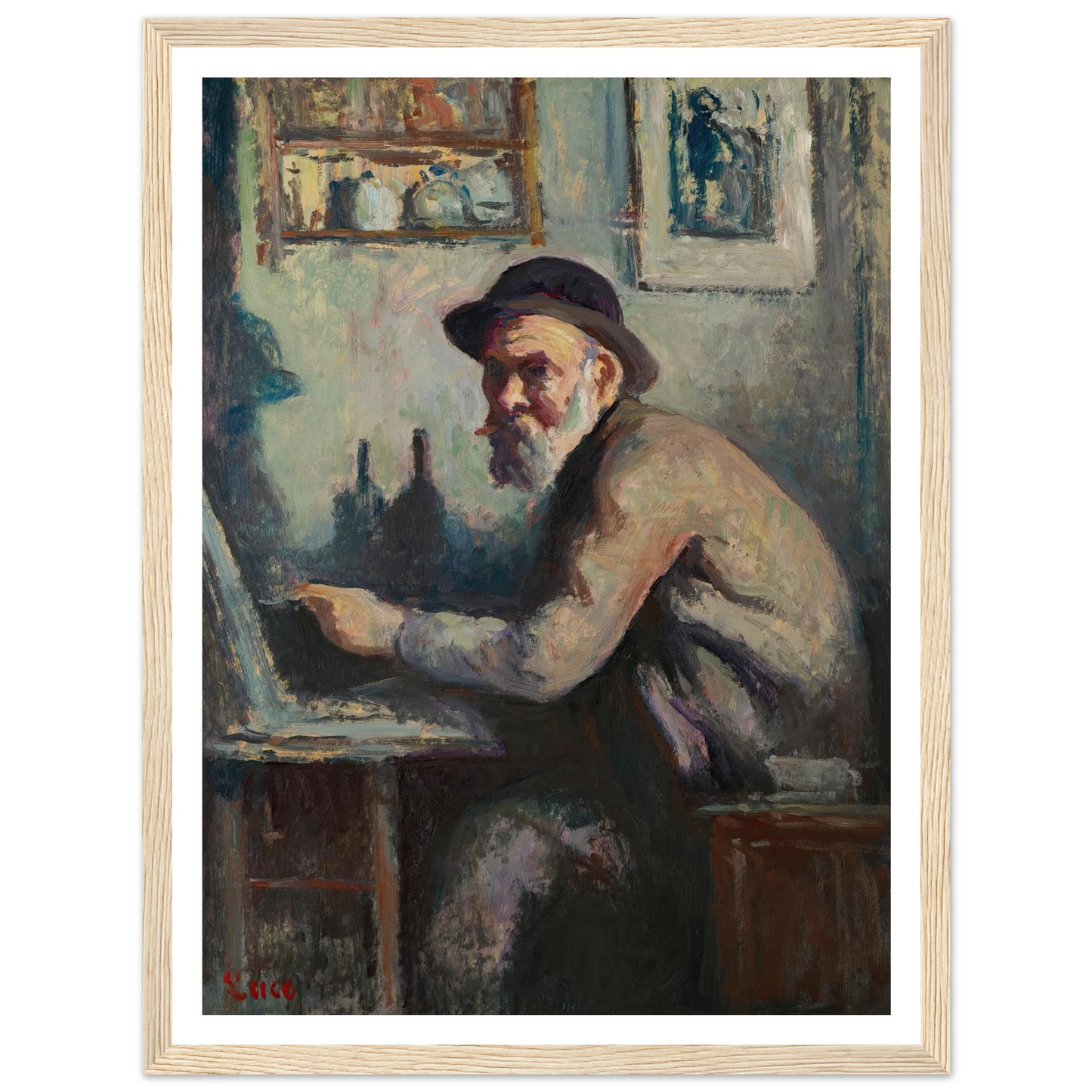 Autoportrait au chevalet (1930) Art Print | Maximilien Luce-Quipham Collections