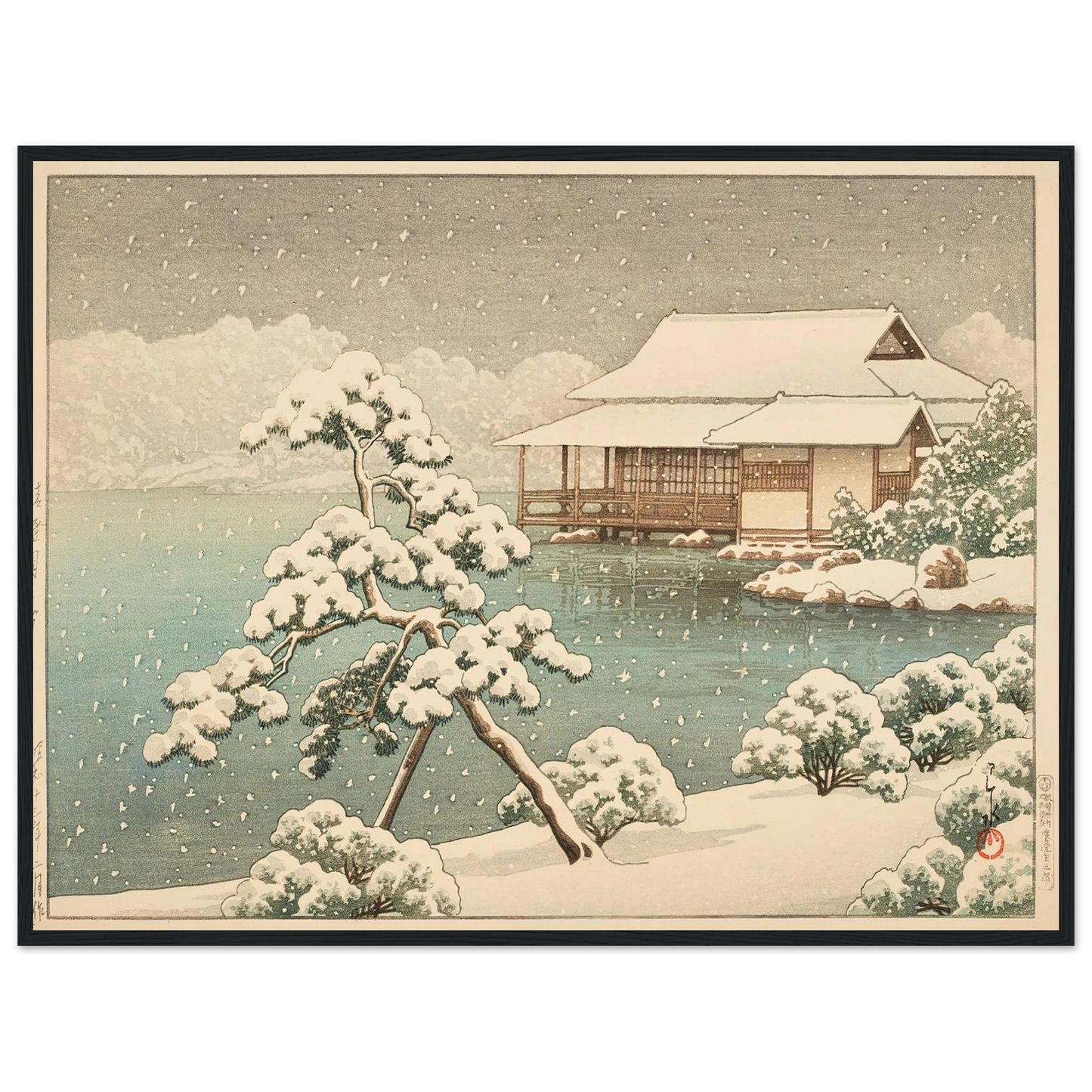 Kiyosumien no yuki (Snow at Kiyosumi Park) (1938) Art Print | Kawase Hasui-Quipham Collections