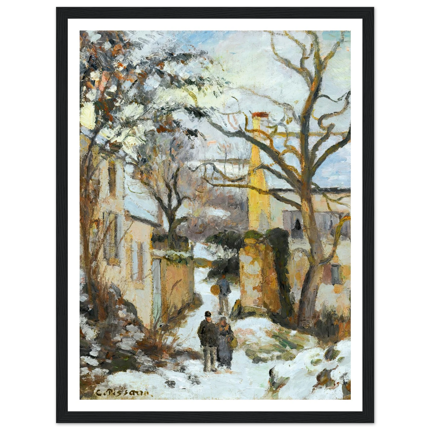 La Maison Rondest Sous La Neige, Pontoise Or Chemin De L’hermitage, Pontoise, Sous La Neige (circa 1875) Art Print | Camille Pissarro-Quipham Collections