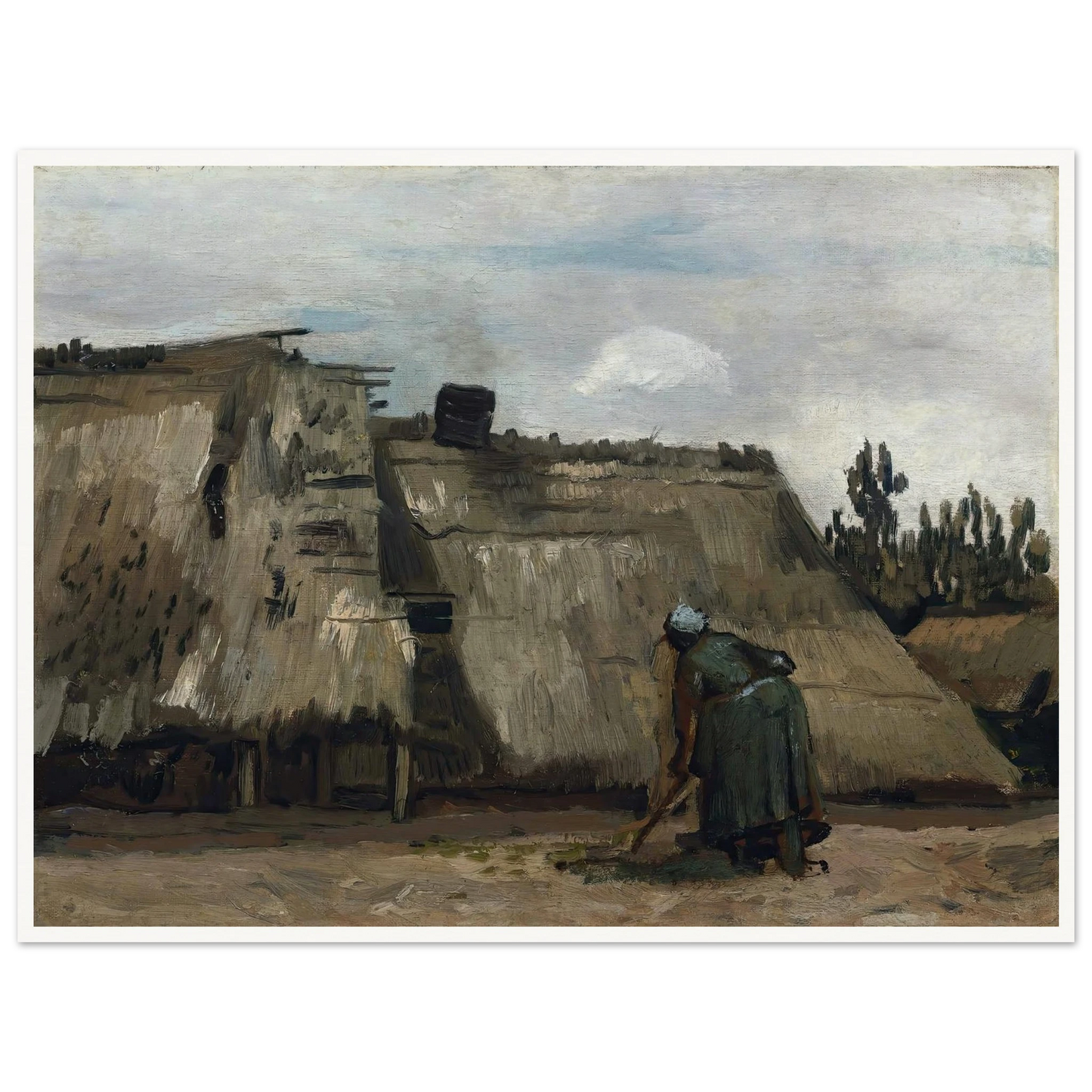 A Peasant Woman Digging in Front of Her Cottage (c. 1885) Art Print | Vincent van Gogh-Quipham Collections