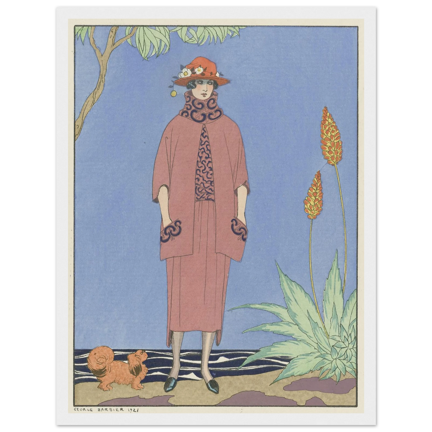 A palm beach ; Tailleur, de Worth (1921) Art Print | George Barbier-Quipham Collections