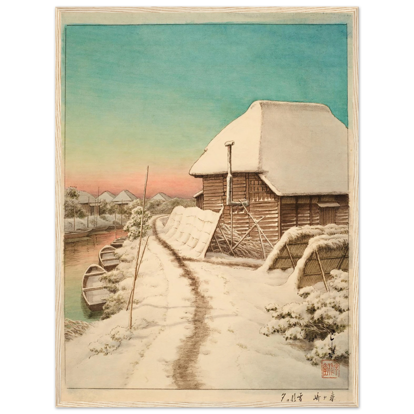 Morigasaki setsugo no yu (Evening after snow at Morigasaki) Art Print | Kawase Hasui-Quipham Collections