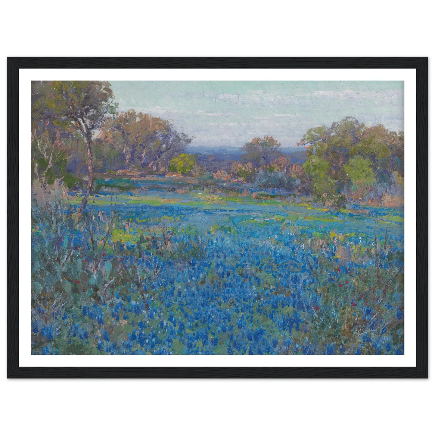 A field of Blue Bonnets, late afternoon sunlight (1919-1920) Art Print | Julian Onderdonk-Quipham Collections