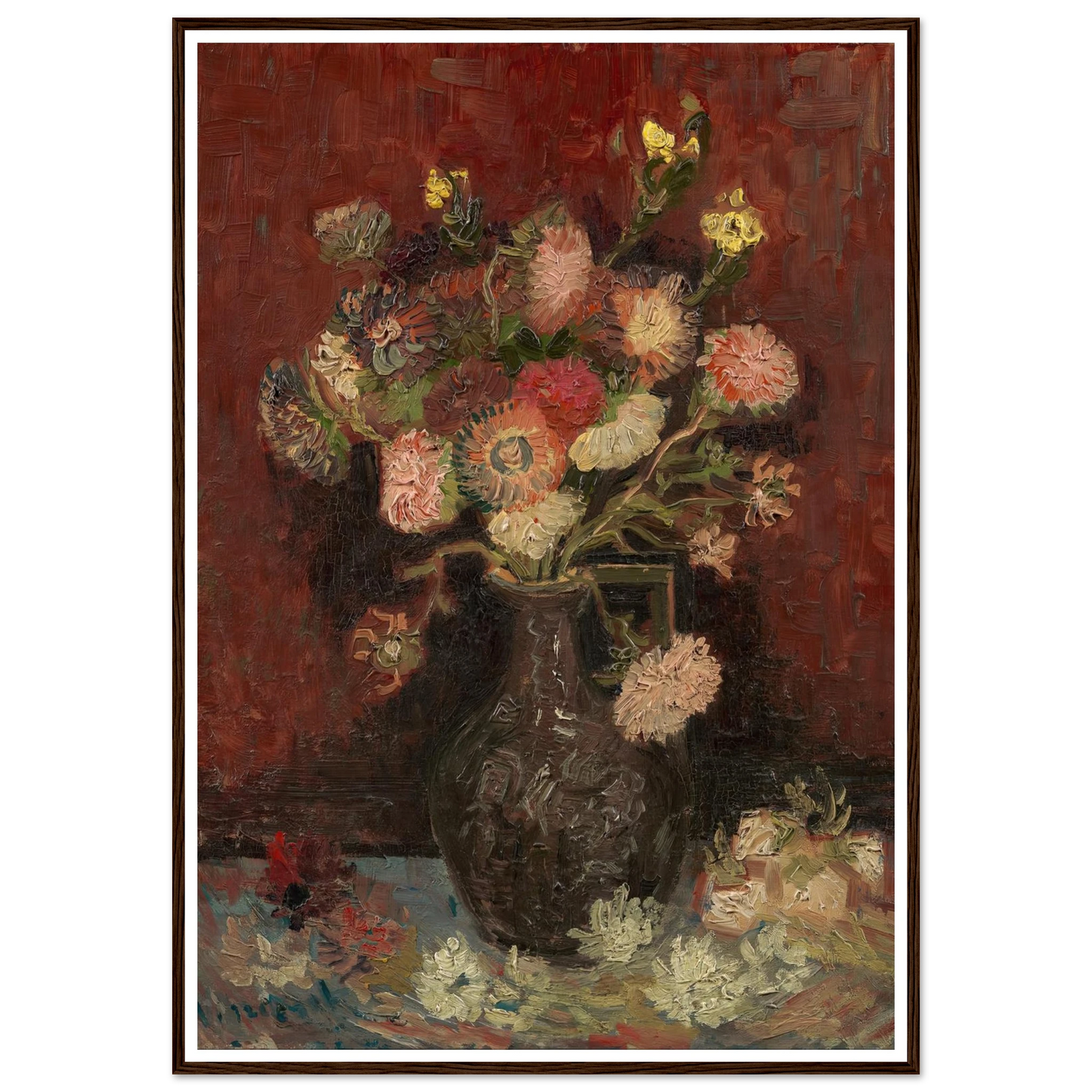 Vase with Chinese asters and gladioli (1886) Art Print | Vincent van Gogh-Quipham Collections