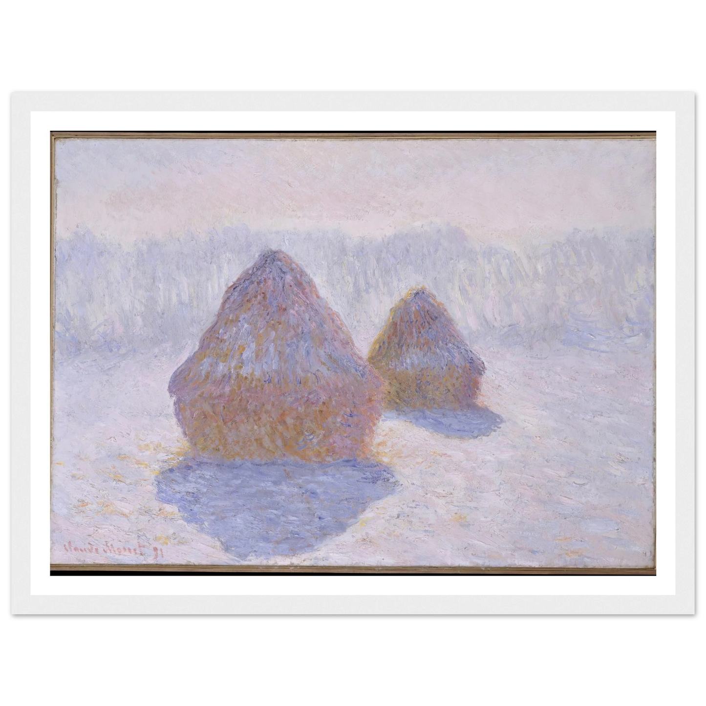 Haystacks (Effect of Snow and Sun) (1891) Art Print | Claude Monet-Quipham Collections