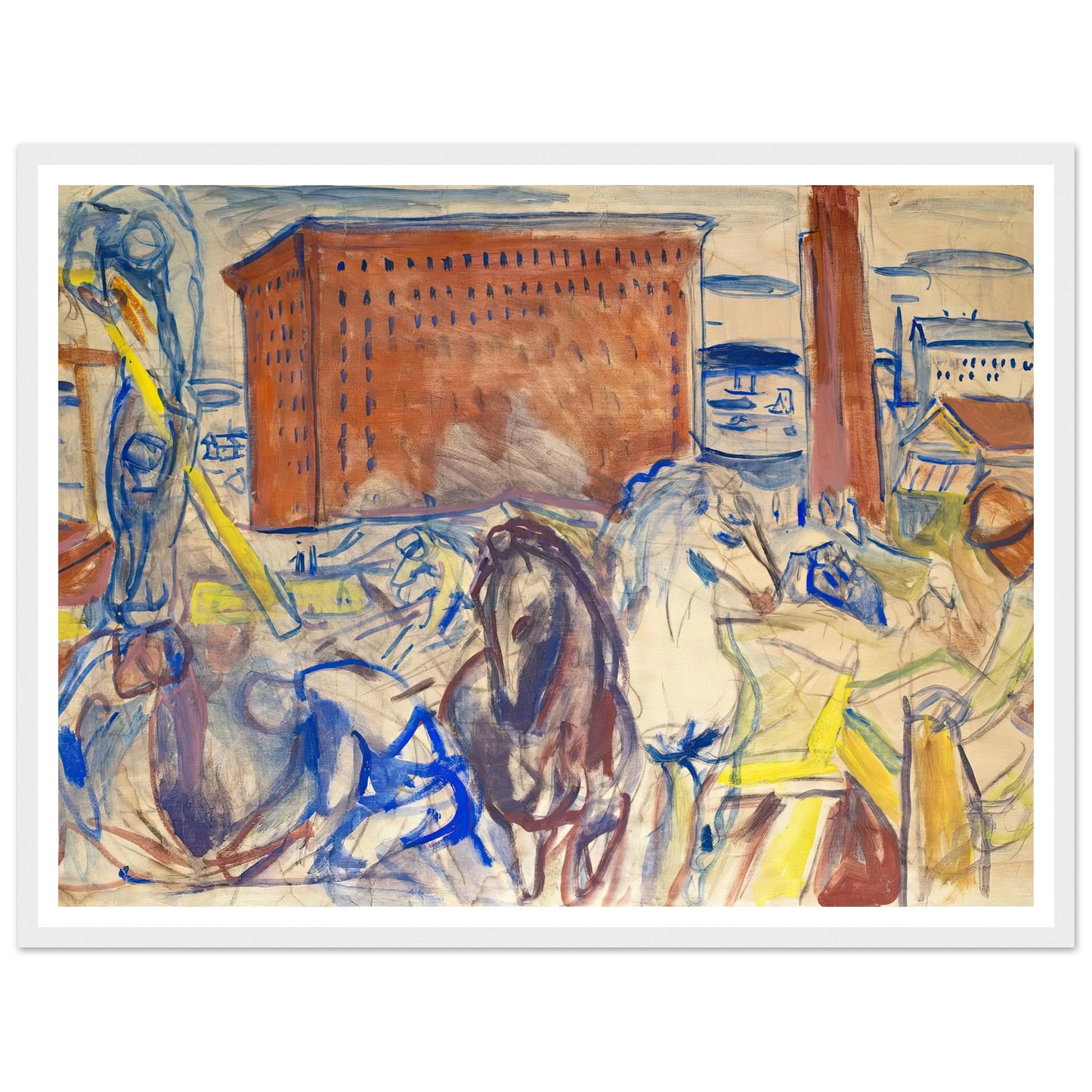 Horse Team on a Building Site (1928–1929) Art Print | Edvard Munch-Quipham Collections
