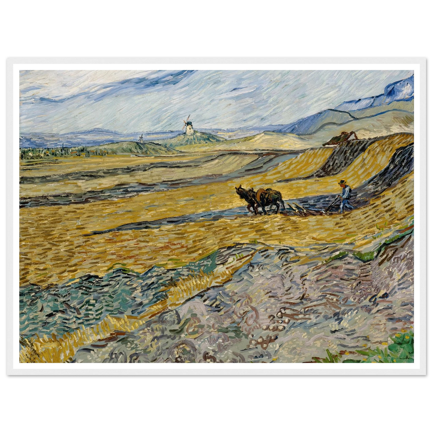 Enclosed Field with Ploughman (1889) Art Print | Vincent van Gogh-Quipham Collections