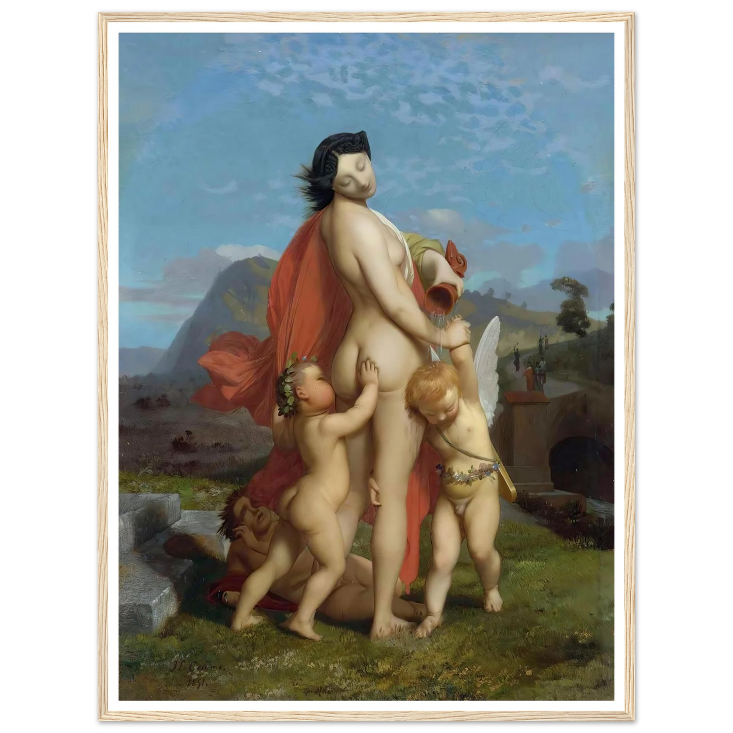 A Young Nymph Teased By Putti (1851) Art Print | Jean Leon Gerome-Quipham Collections