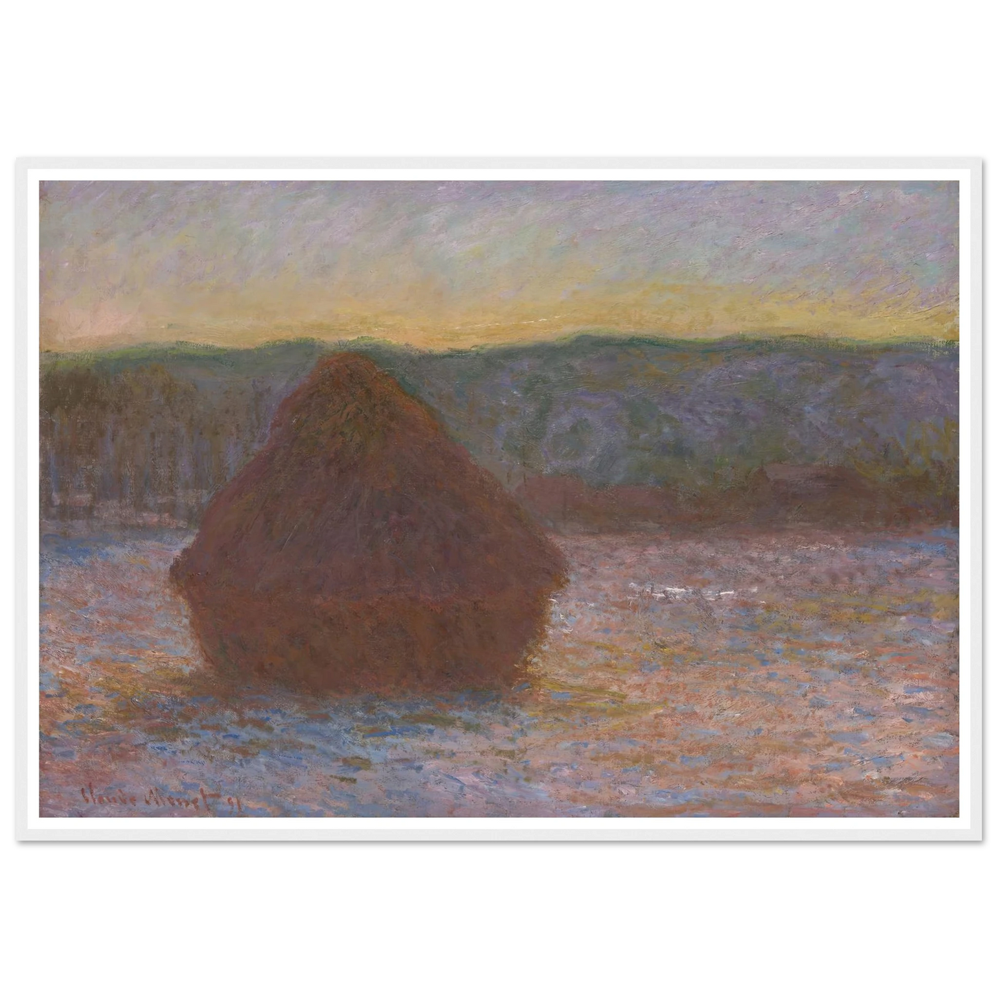 Stack of Wheat (Thaw, Sunset) (1890-91) Art Print | Claude Monet-Quipham Collections