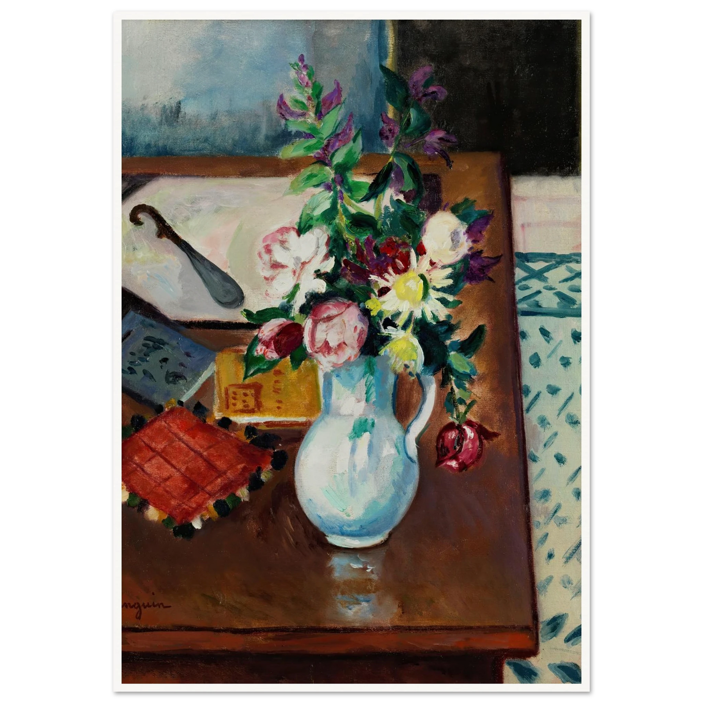 Coin de table, fleurs roses Art Print | Henri Manguin-Quipham Collections