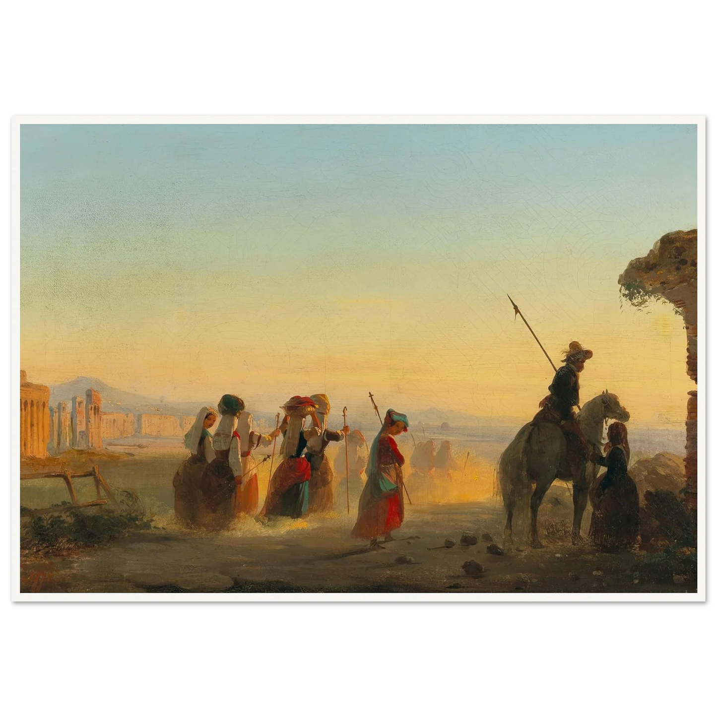 Rome, the Via Appia at Dawn Art Print | Ippolito Caffi-Quipham Collections
