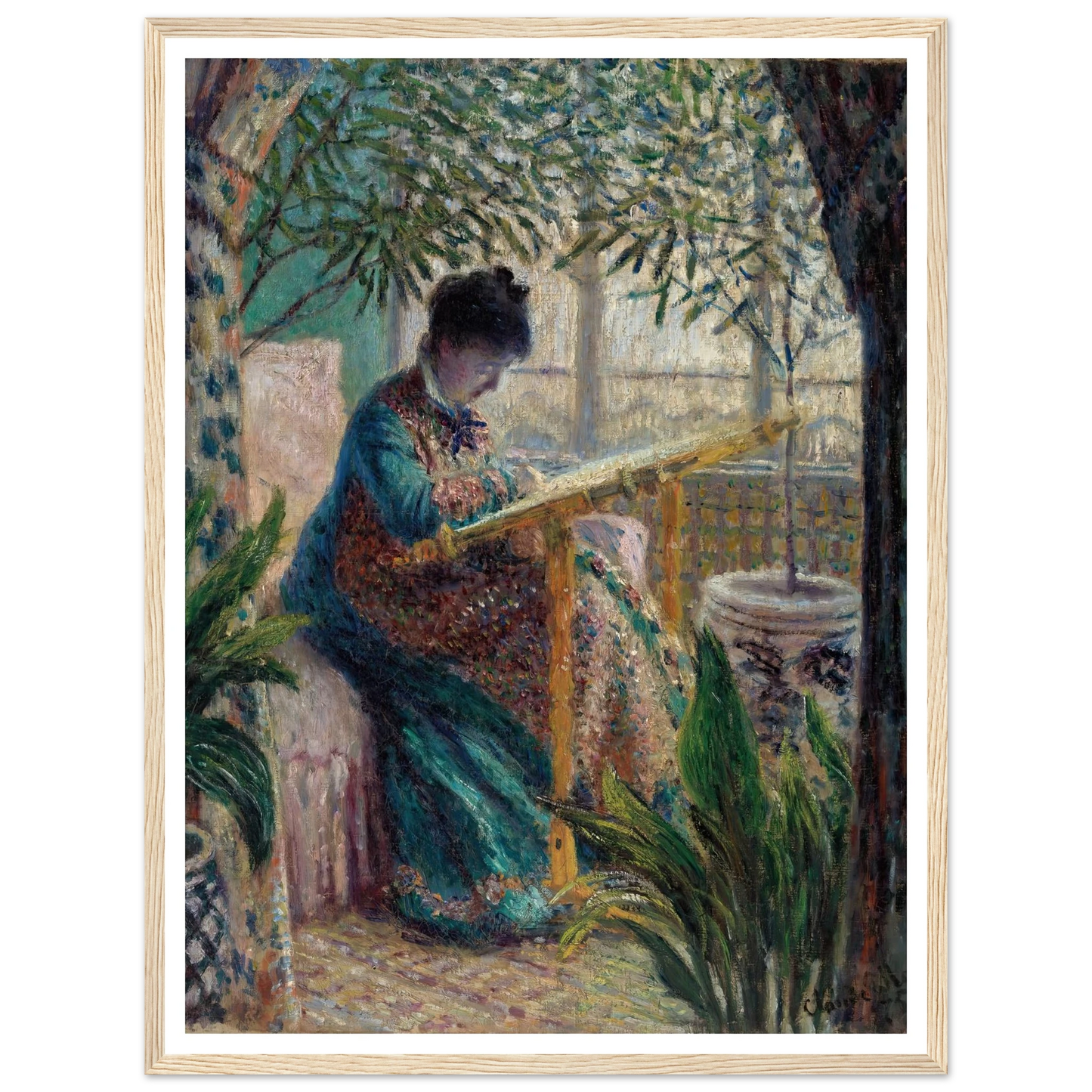 Madame Monet Embroidering (Camille au métier) (1875) Art Print | Claude Monet-Quipham Collections