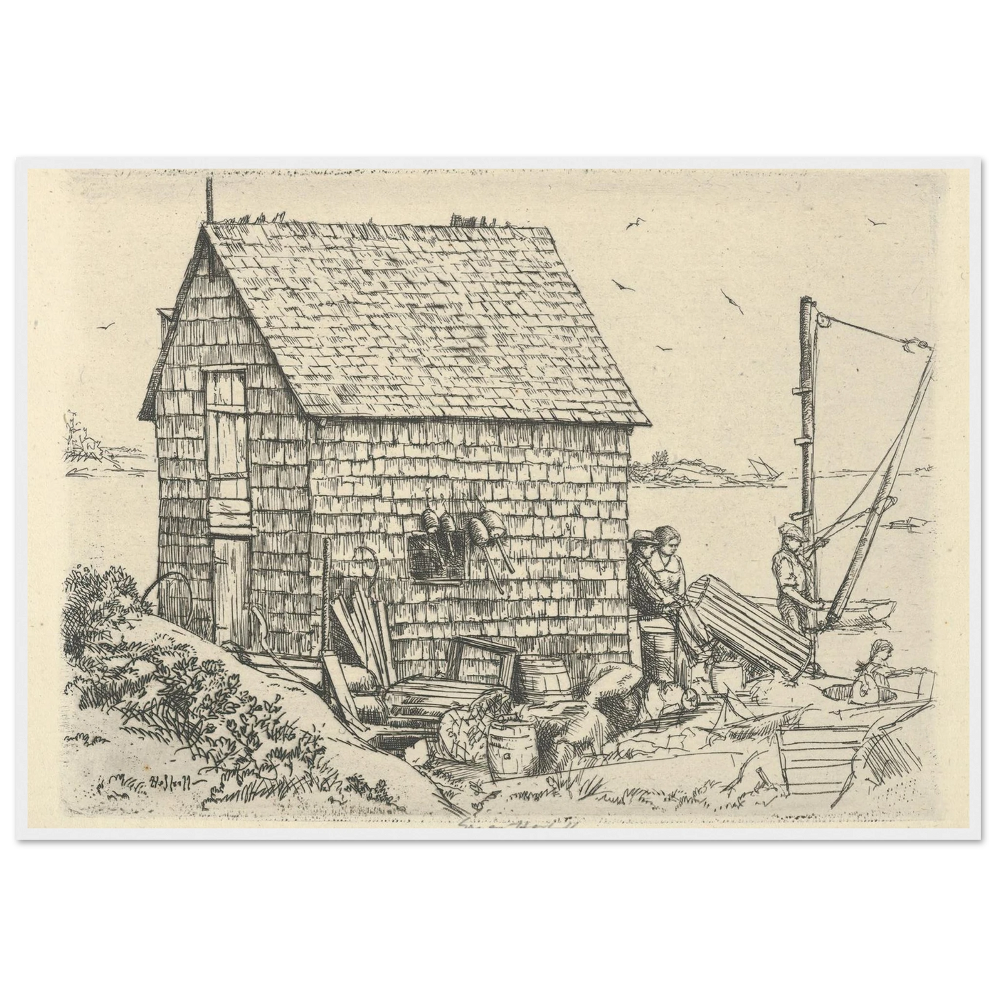 Fish House Idyll (1900-1925) Art Print | Ernest Haskell-Quipham Collections