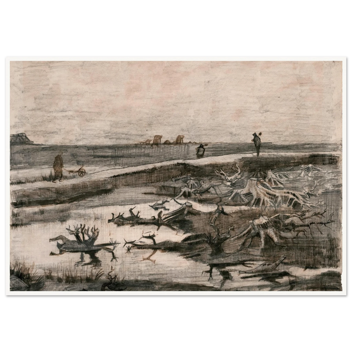 Landscape with Bog Trunks (Travaux aux Champs) (1883) Art Print | Vincent van Gogh-Quipham Collections
