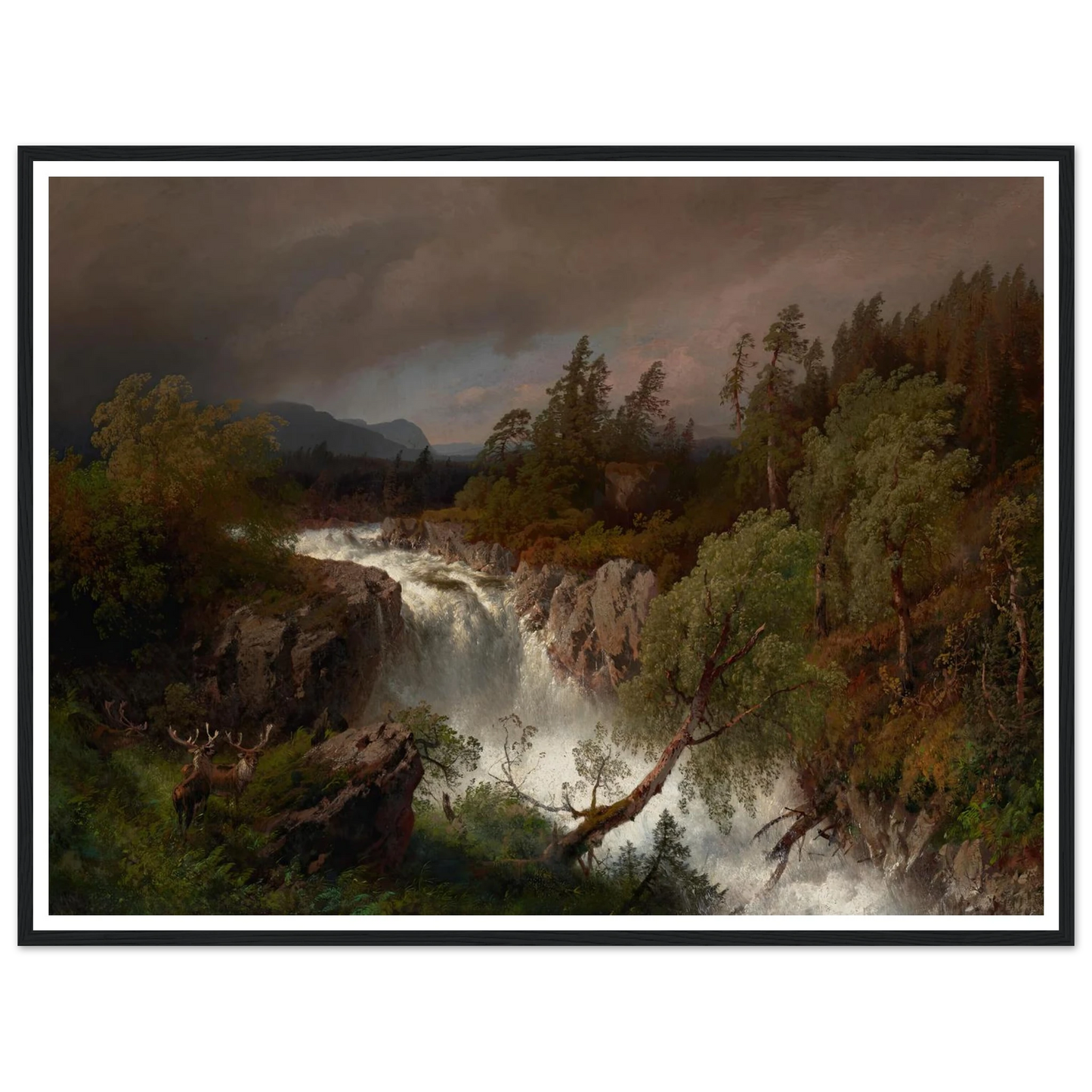 Waterfall in Telemarken Norway (1879) Art Print | Hermann Ottomar Herzog-Quipham Collections