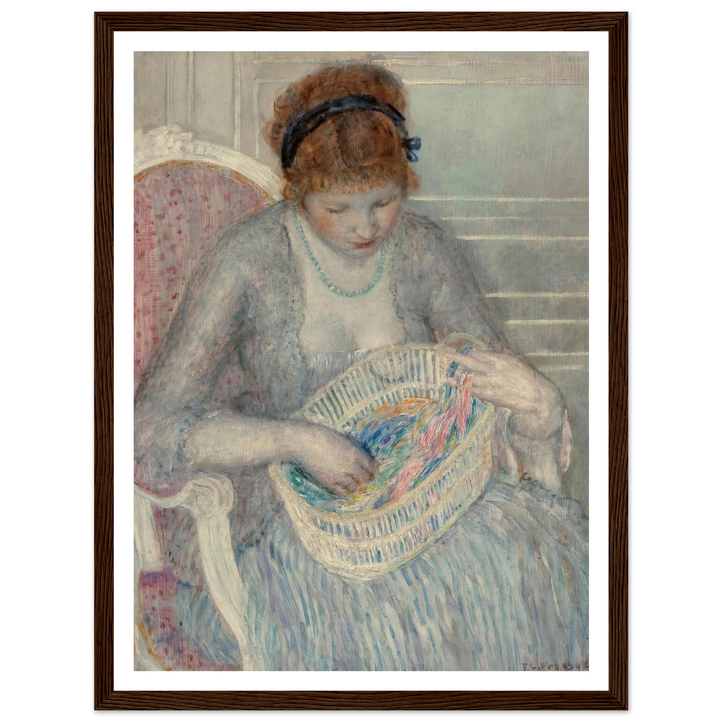 Girl with a Basket of Ribbons (1915) Art Print | Frederick Carl Frieseke-Quipham Collections