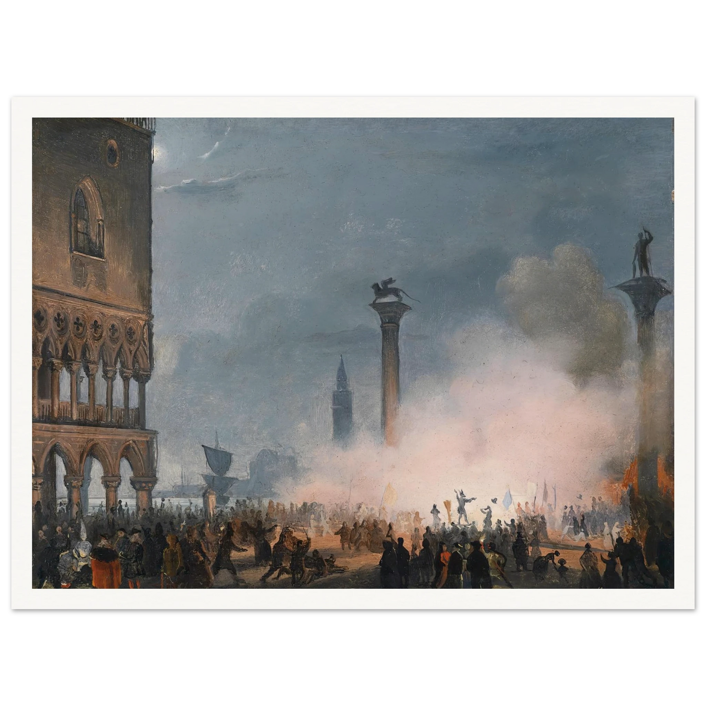 Venedi Piazzetta bei Nacht Art Print | Ippolito Caffi-Quipham Collections
