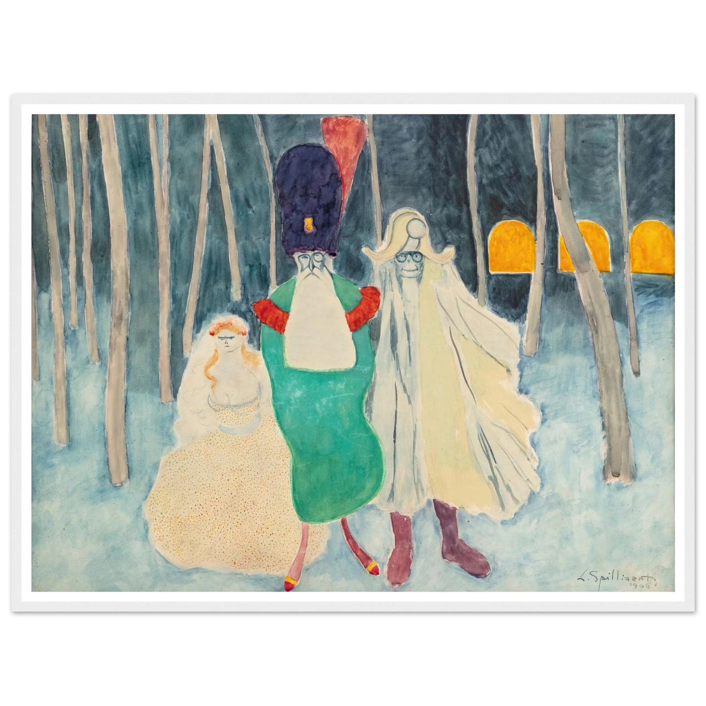 Mascarade. Léopold II, Napoléon et la bouquetière (1906) Art Print | Leon Spilliaert-Quipham Collections