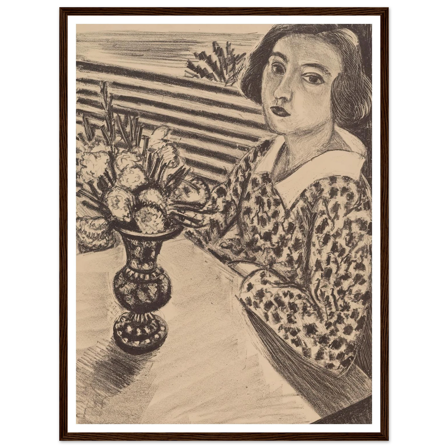 Seated Young Girl with a Bouquet of Flowers (1923) Art Print | Henri Matisse-Quipham Collections
