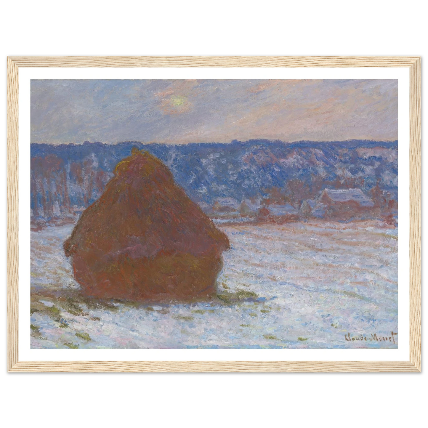 Stack of Wheat (Snow Effect, Overcast Day) (1890-91) Art Print | Claude Monet-Quipham Collections