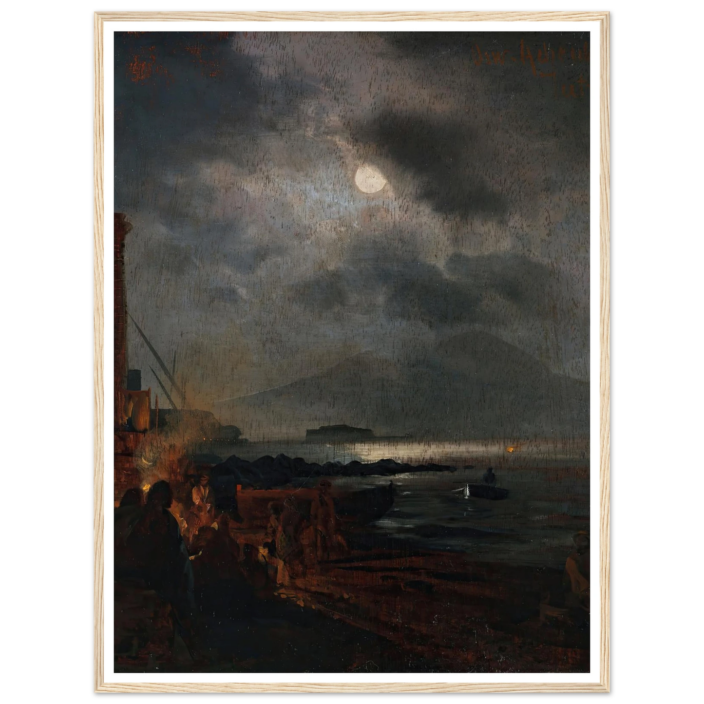 Fischer in der Bucht von Neapel bei Mondschein (1885) Art Print | Oswald Achenbach-Quipham Collections