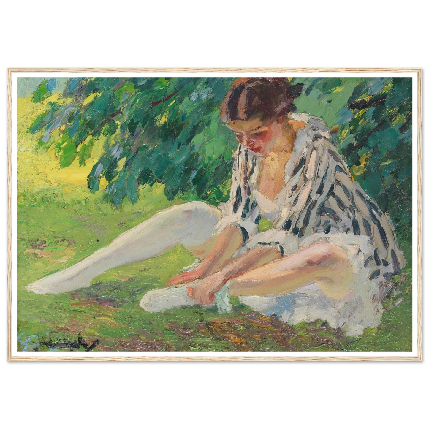 Undressing (sitting in the grass) (1910) Art Print | Edward Cucue-Quipham Collections