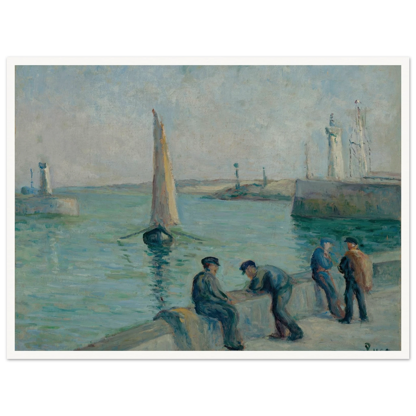 Honfleur, Pêcheurs sur le Port Art Print | Maximilien Luce-Quipham Collections