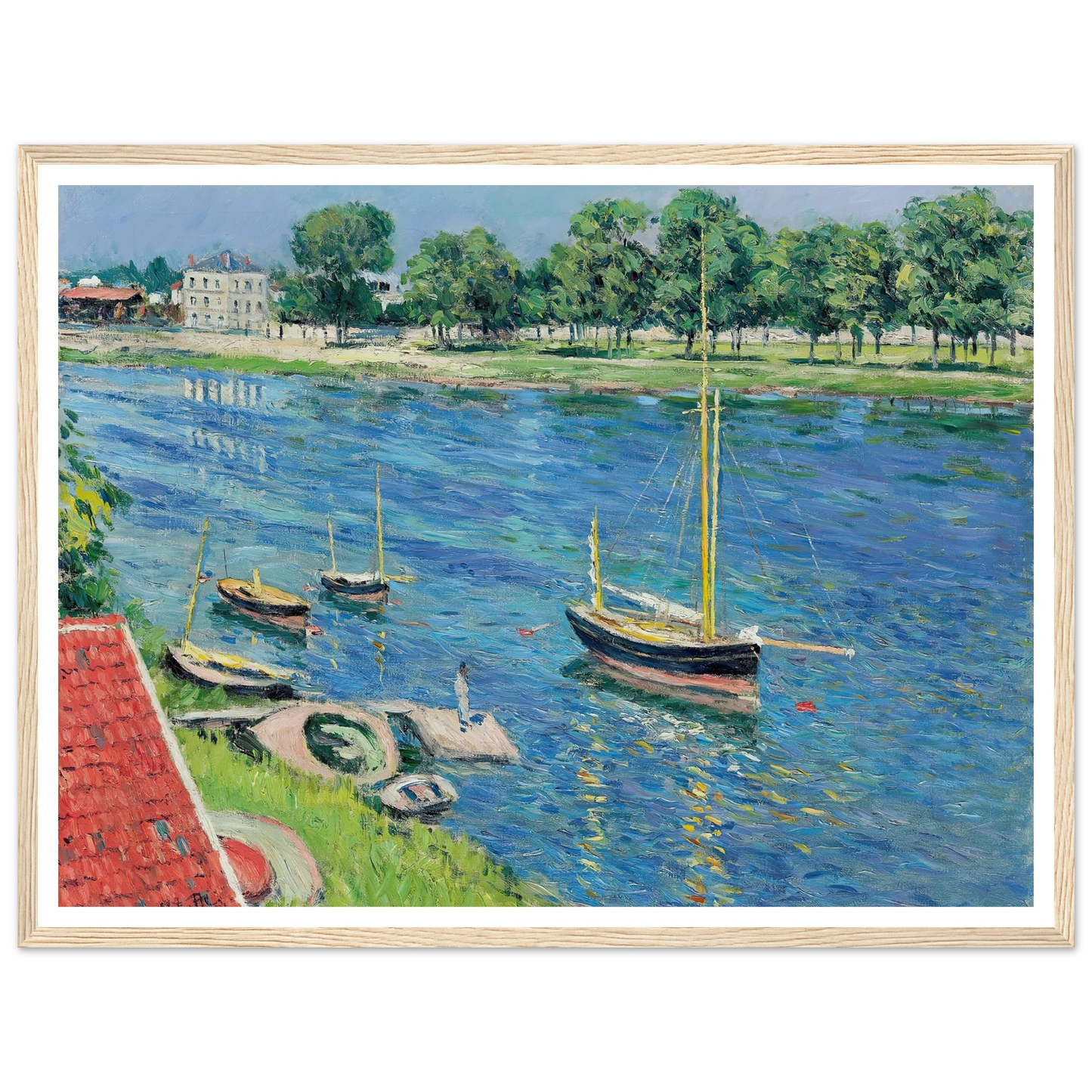 La Seine à Argenteuil, bateaux au mouillage (1883) Art Print | Gustave Caillebotte-Quipham Collections