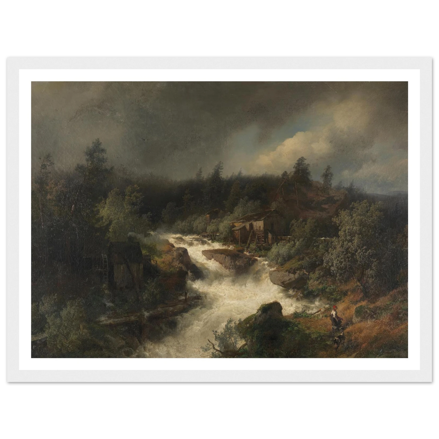 Wassermühle am tosenden Gebirgsbach (1870) Art Print | Hermann Ottomar Herzog-Quipham Collections