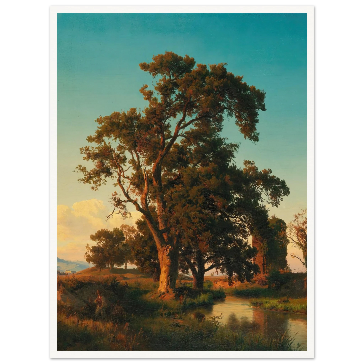 A majestic tree in the evening light Art Print | Oswald Achenbach-Quipham Collections