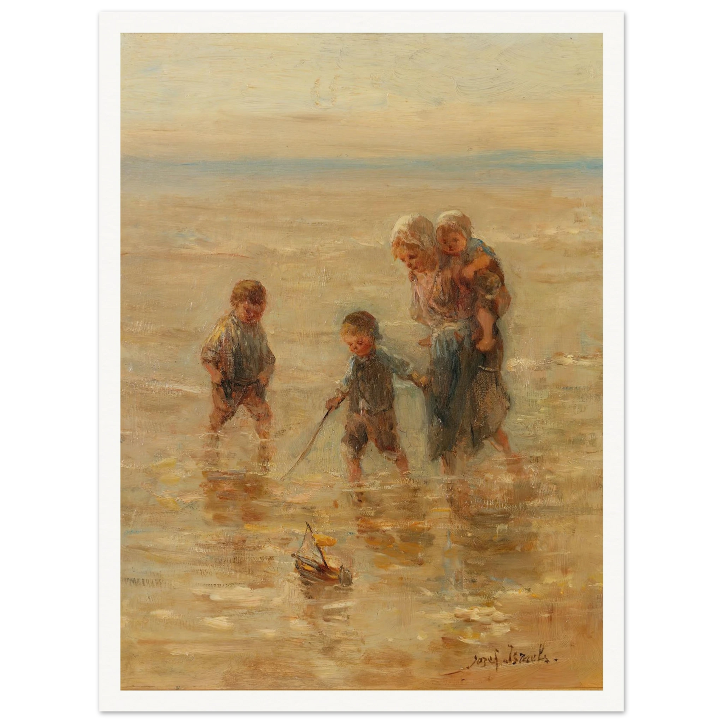 Children playing in the surf Art Print | Jozef Israels-Quipham Collections
