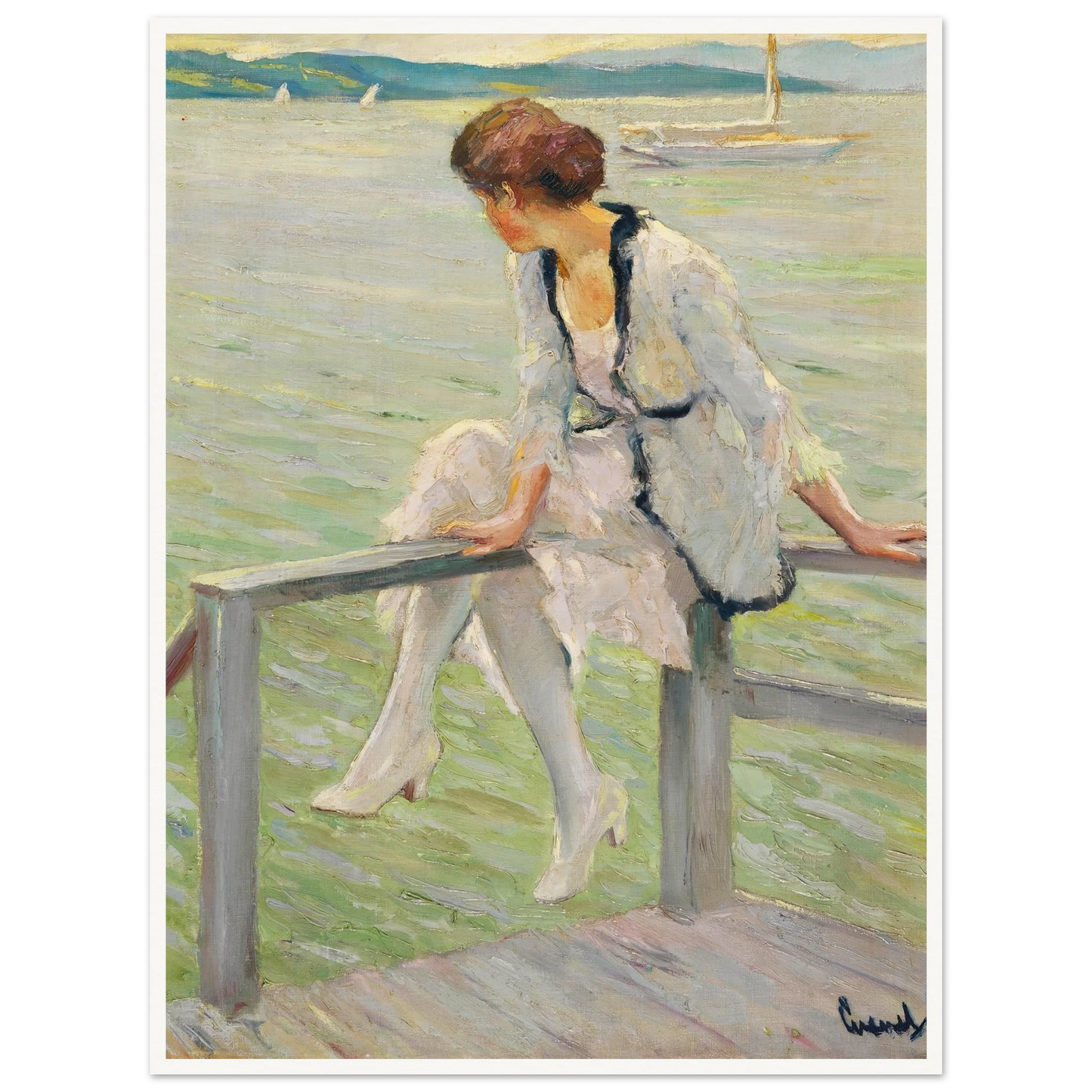 Young woman at Lake Starnberg (1915-1920) Art Print | Edward Cucue-Quipham Collections
