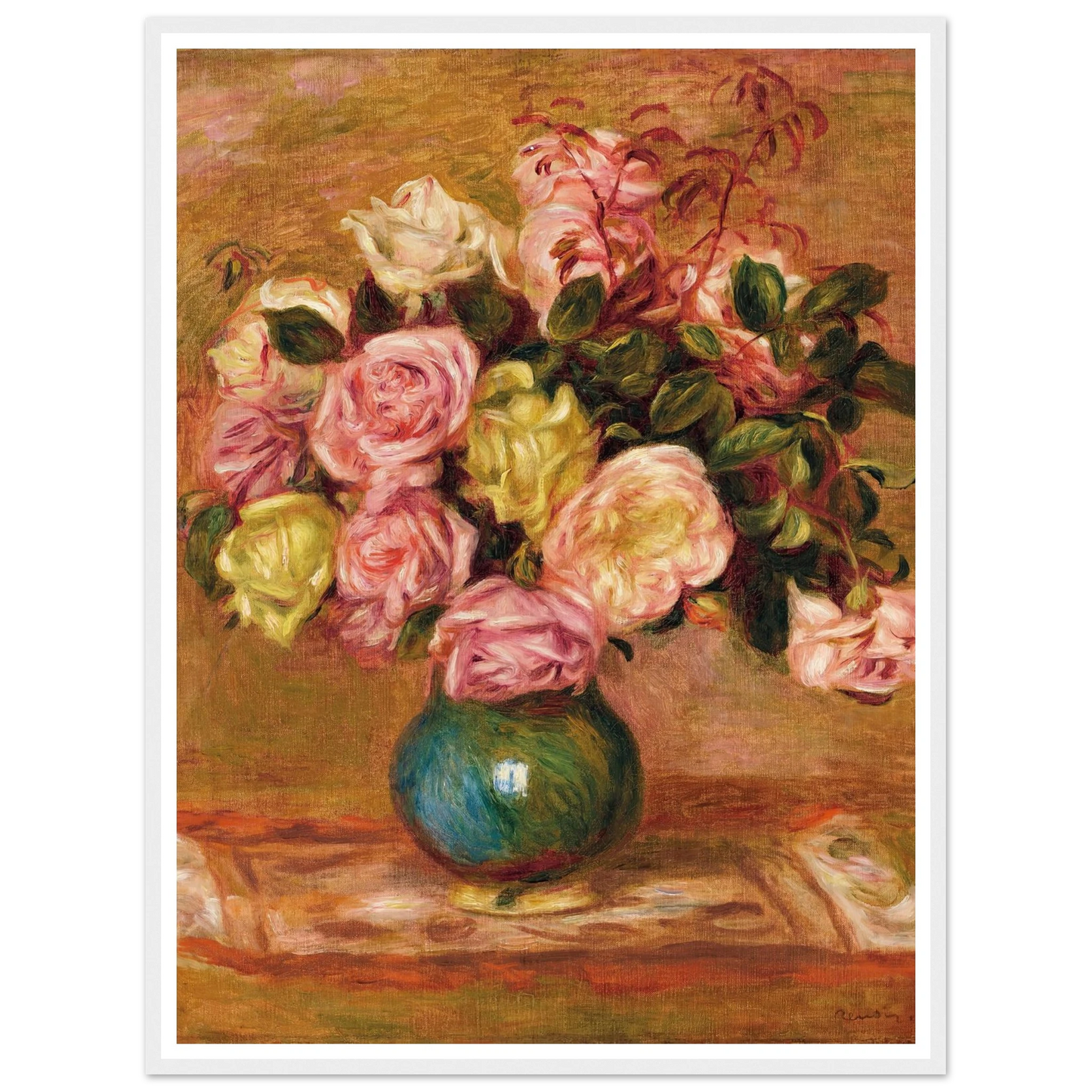 Bouquet de roses dans un vase (1906) Art Print | Pierre Auguste Renoir-Quipham Collections
