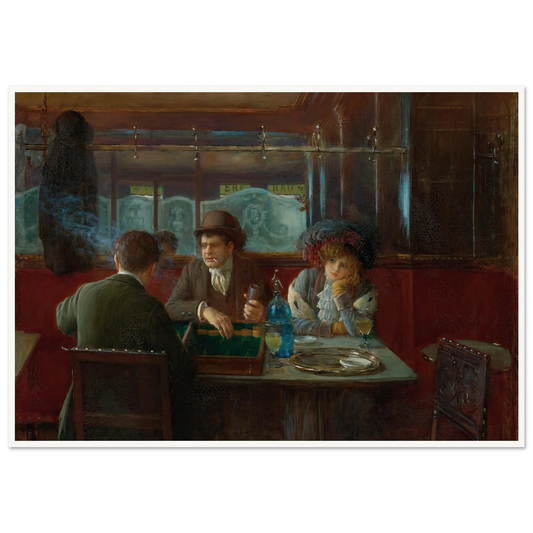 Backgammon At The Café Art Print | Jean Beraud - Framed Poster - 30x40 cm / 12x16″ - Black frame