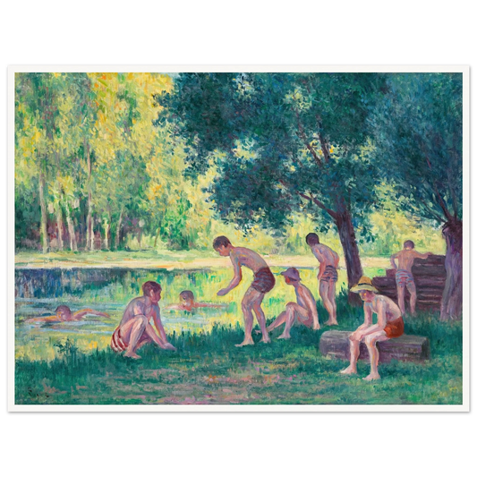 Baignade dans la cure (1908) Art Print | Maximilien Luce - Framed Poster - 30x40 cm / 12x16″ - Black frame