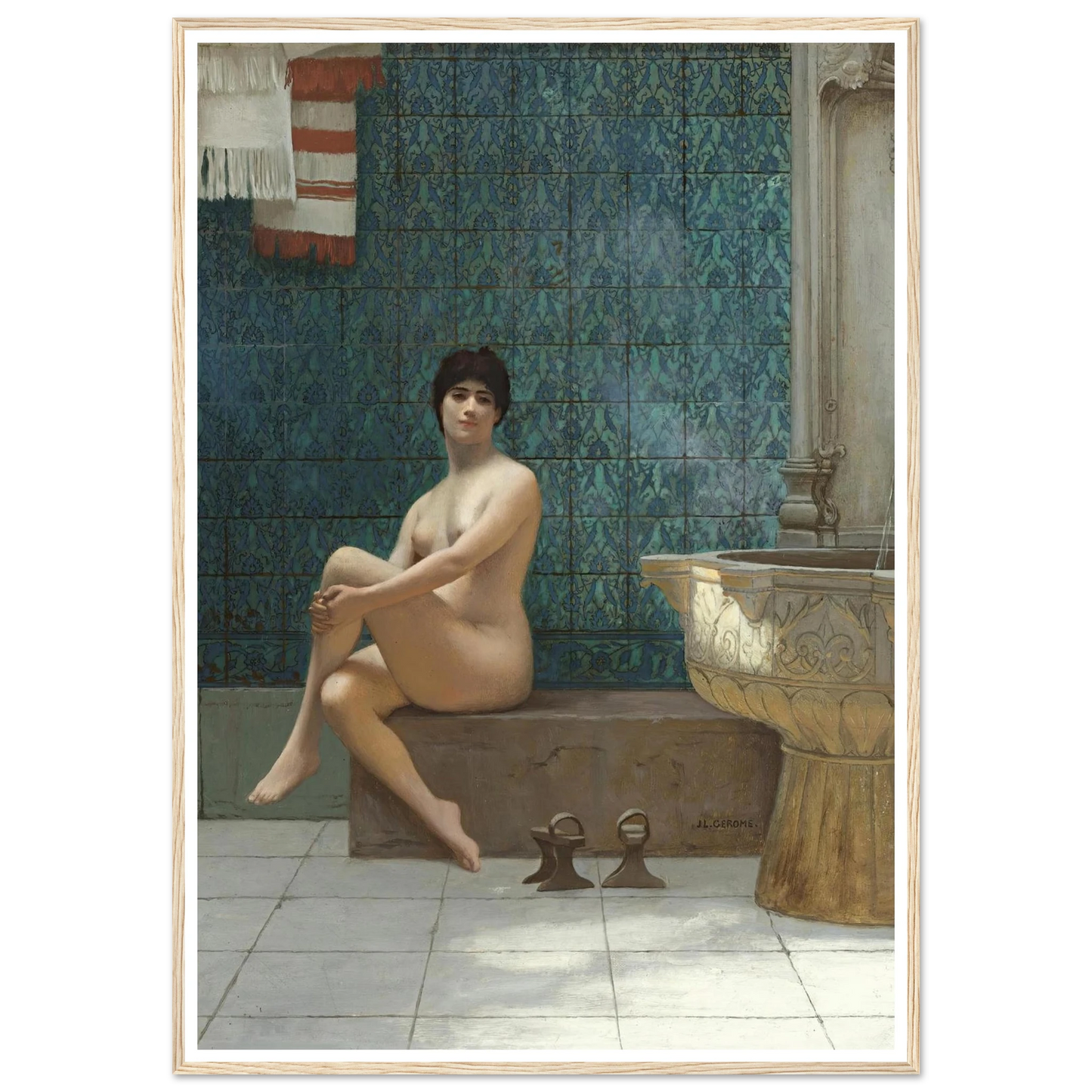 Baigneuse À La Piscine De Brousse Art Print | Jean Leon Gerome - Framed Poster - 30x40 cm / 12x16″ - Black frame