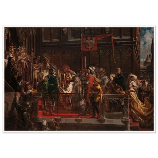 Baptism of Władysław Warneńczyk, 18 February 1425 (1881) Art Print | Jan Matejko - Framed Poster - 30x40 cm / 12x16″ - Black frame