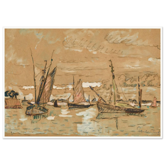 Bateaux à Honfleur (1922) Art Print | Paul Signac - Framed Poster - 30x40 cm / 12x16″ - Black frame