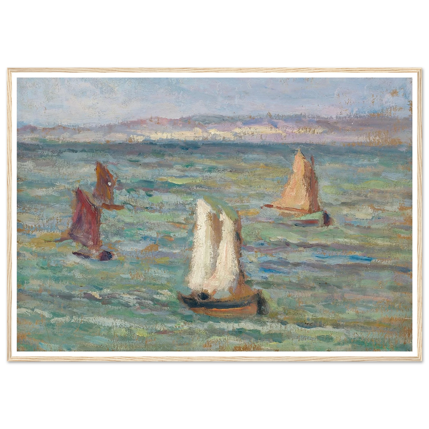 Bateaux aux environs d’Honfleur (1928) Art Print | Maximilien Luce - Framed Poster - 30x40 cm / 12x16″ - Black frame