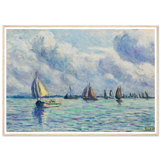 Bateaux Sur La Meuse À Rotterdam (1909) Art Print | Maximilien Luce - Framed Poster - 30x40 cm / 12x16″ - Black frame