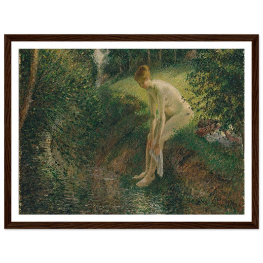 Bather in the Woods (1895) Art Print | Camille Pissarro - Framed Poster - 30x40 cm / 12x16″ - Black frame