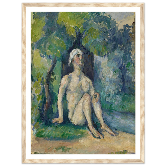 Bathers Sitting On The Water (1876) Art Print | Paul Cezanne - Framed Poster - 30x40 cm / 12x16″ - Black frame