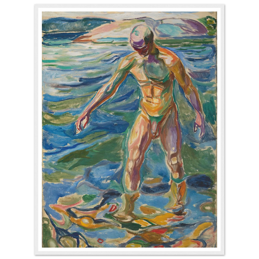 Bathing Man (1918) Art Print | Edvard Munch - Framed Poster - 30x40 cm / 12x16″ - Black frame