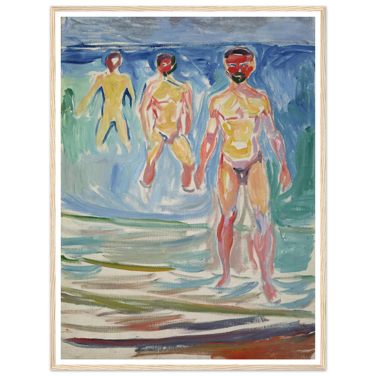 Bathing Men (1907) Art Print | Edvard Munch - Framed Poster - 30x40 cm / 12x16″ - Black frame