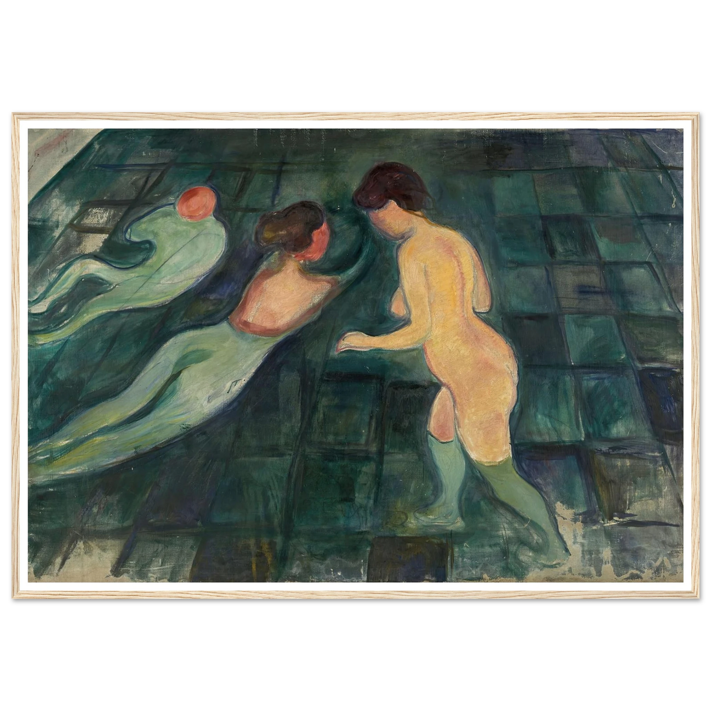 Bathing Women (1896–97) Art Print | Edvard Munch - Framed Poster - 30x40 cm / 12x16″ - Black frame