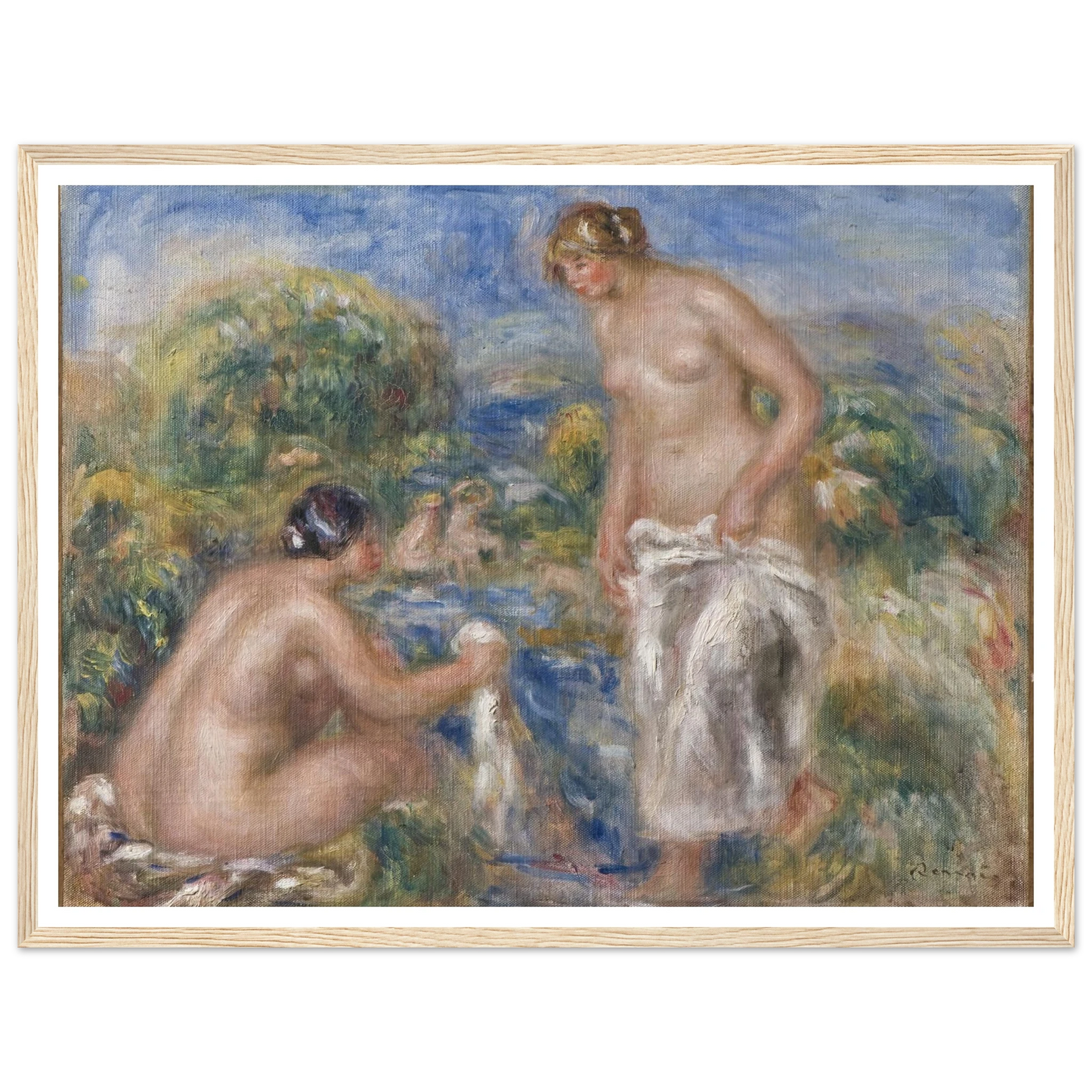 Bathing Women Art Print | Pierre Auguste Renoir - Framed Poster - 30x40 cm / 12x16″ - Black frame