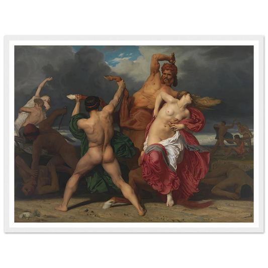 Battle Of The Centaurs And The Lapiths (1852) Art Print | William Bouguereau - Framed Poster - 30x40 cm / 12x16″ - Black frame