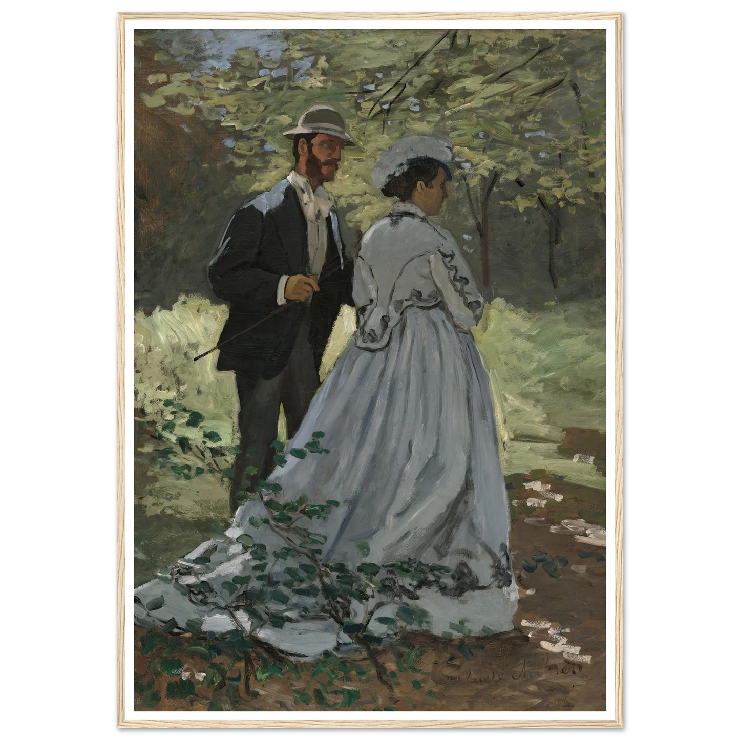 Bazille and Camille (Study for Déjeuner sur l’Herbe ) (1865) Art Print | Claude Monet - Framed Poster - 30x40 cm / 12x16″ - Black frame