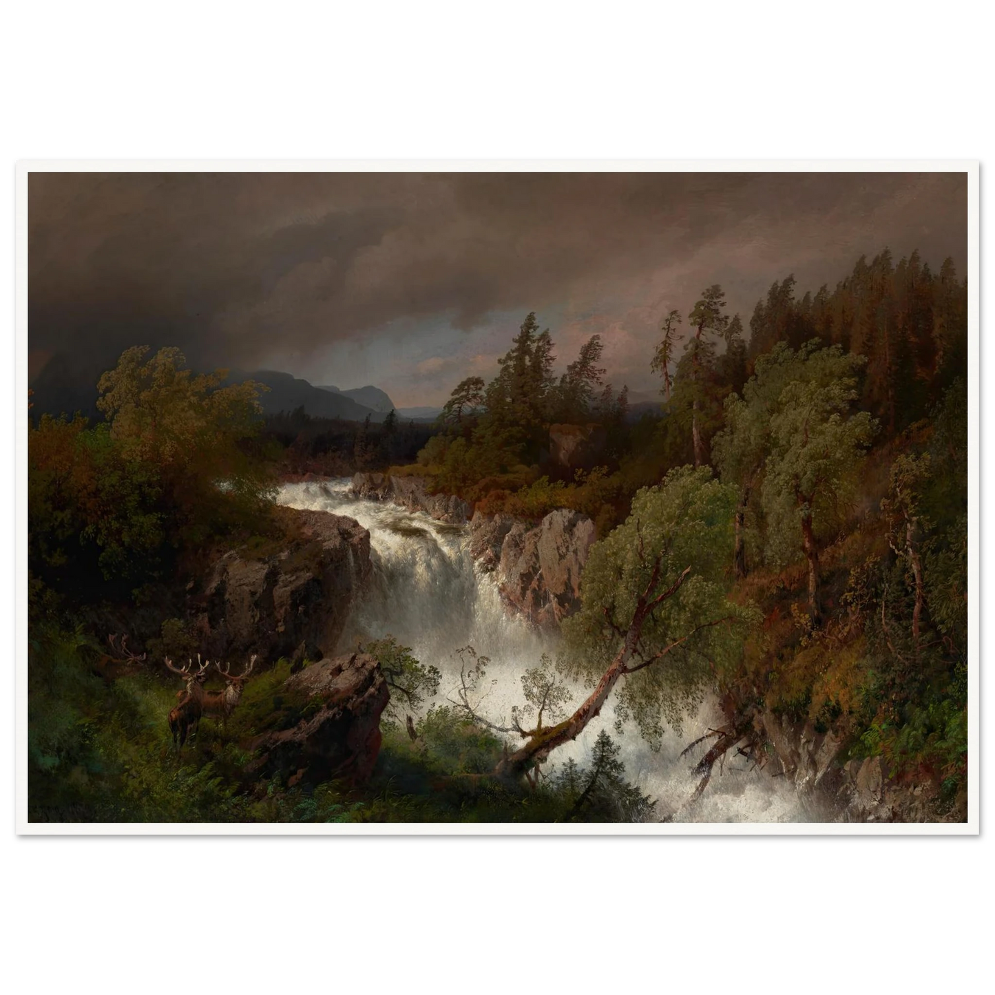 Waterfall in Telemarken Norway (1879) Art Print | Hermann Ottomar Herzog-Quipham Collections